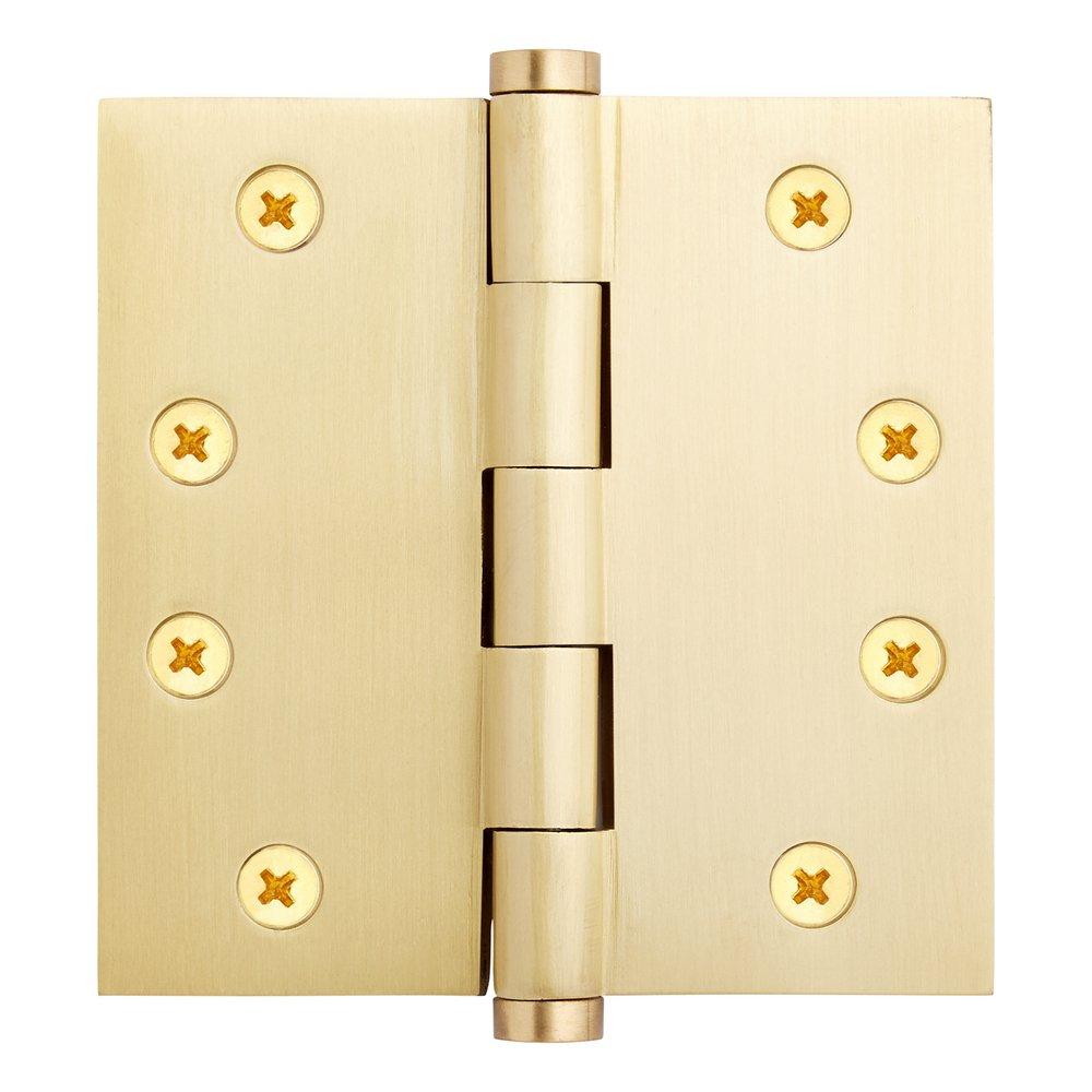 Signature Hardware Satin Black 4 in. Solid Brass Mortise Door Hinge 
