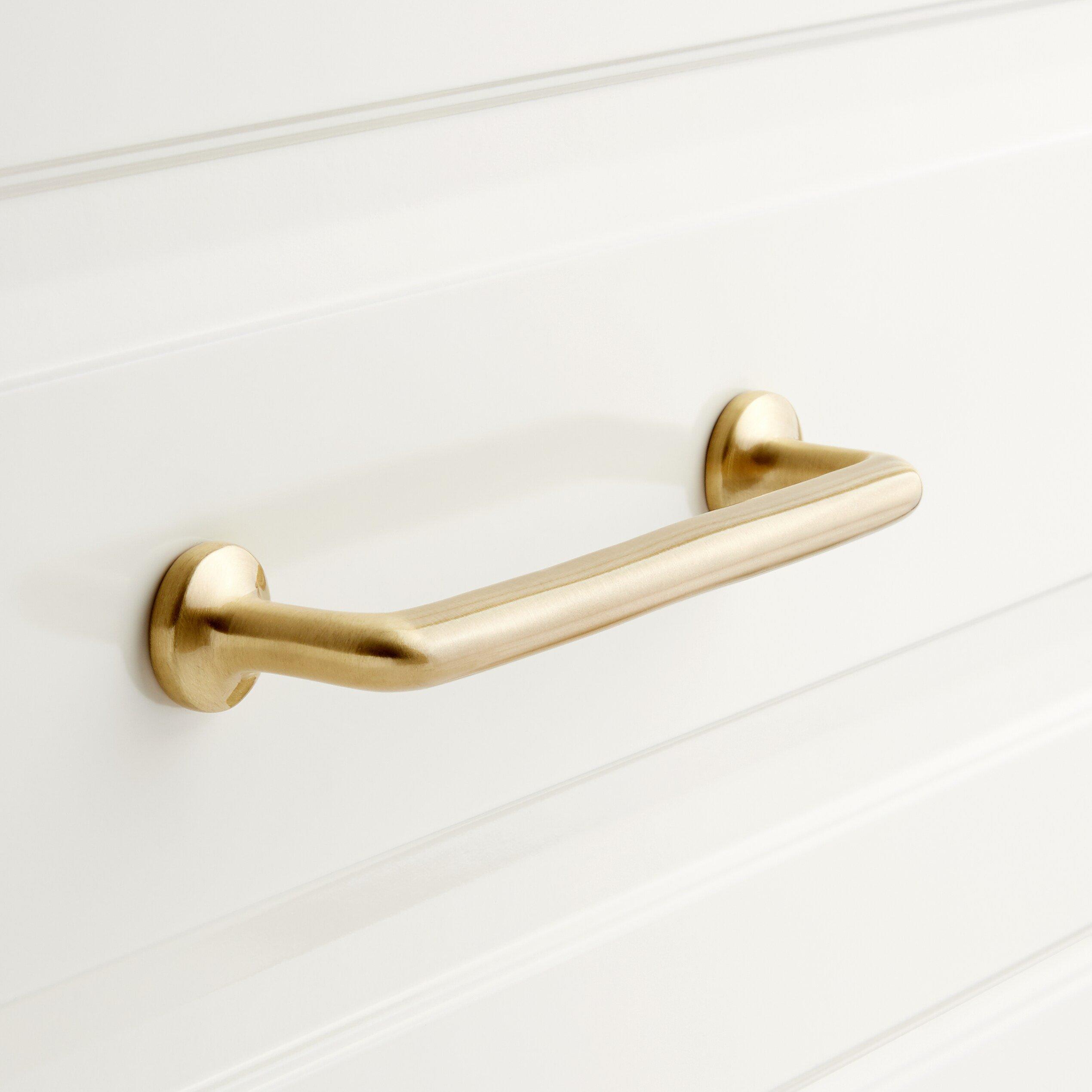Signature Hardware Satin Brass 5 in. Solid Brass Cabinet Pull 