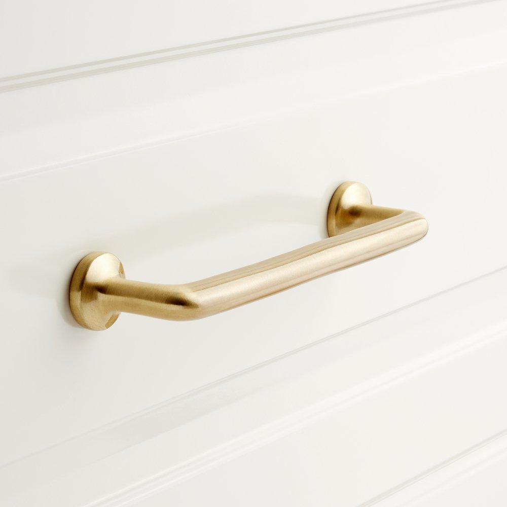 Signature Hardware Satin Brass 5 in. Solid Brass Cabinet Pull 