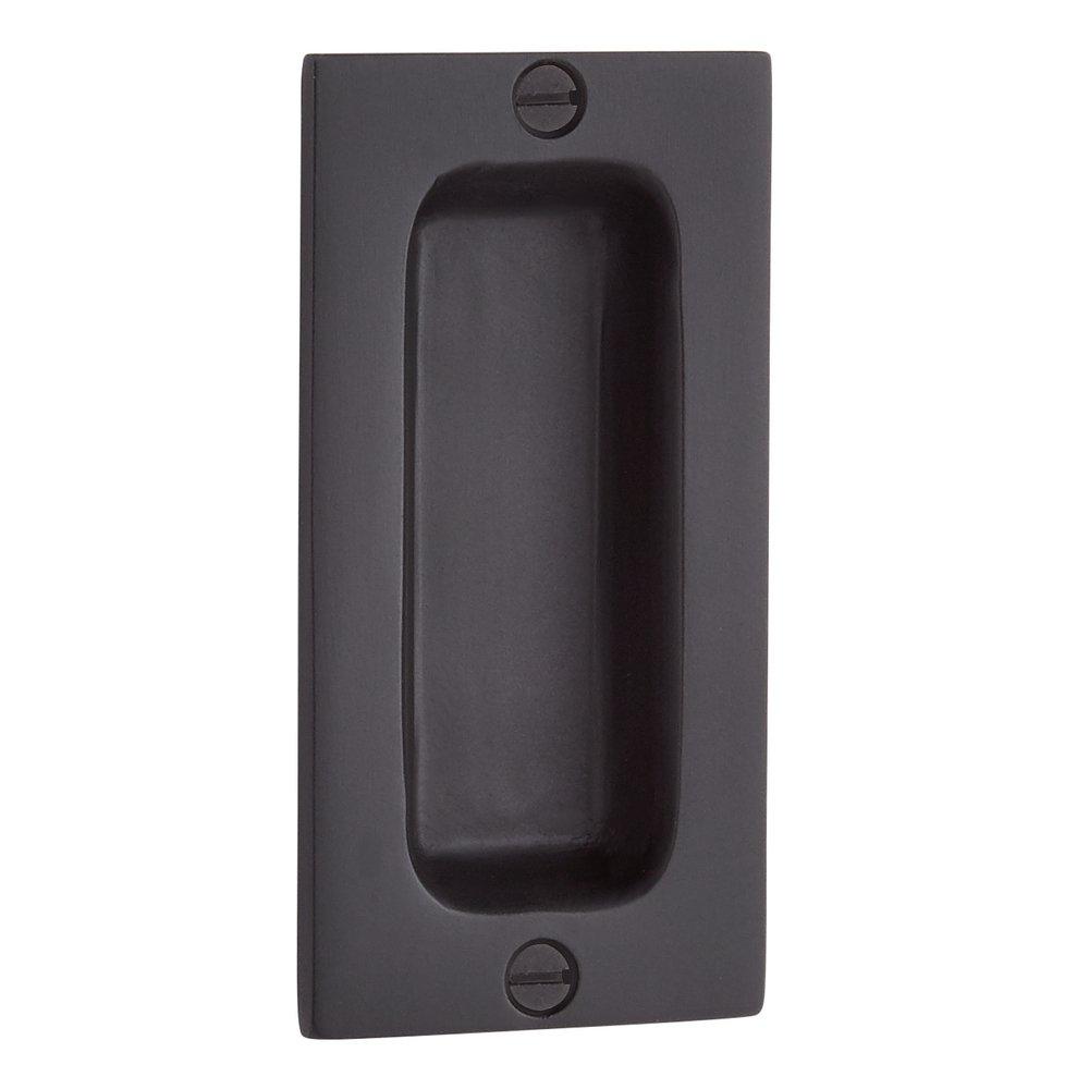 Signature Hardware Satin Black 2 x 4 in. Brass Rectangular Pocket Door Pull in Satin Black 