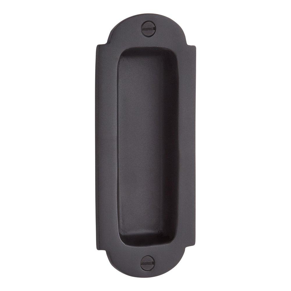 Signature Hardware Satin Black 2 x 5 in. Brass Ornate Pocket Door Pull in Satin Black 