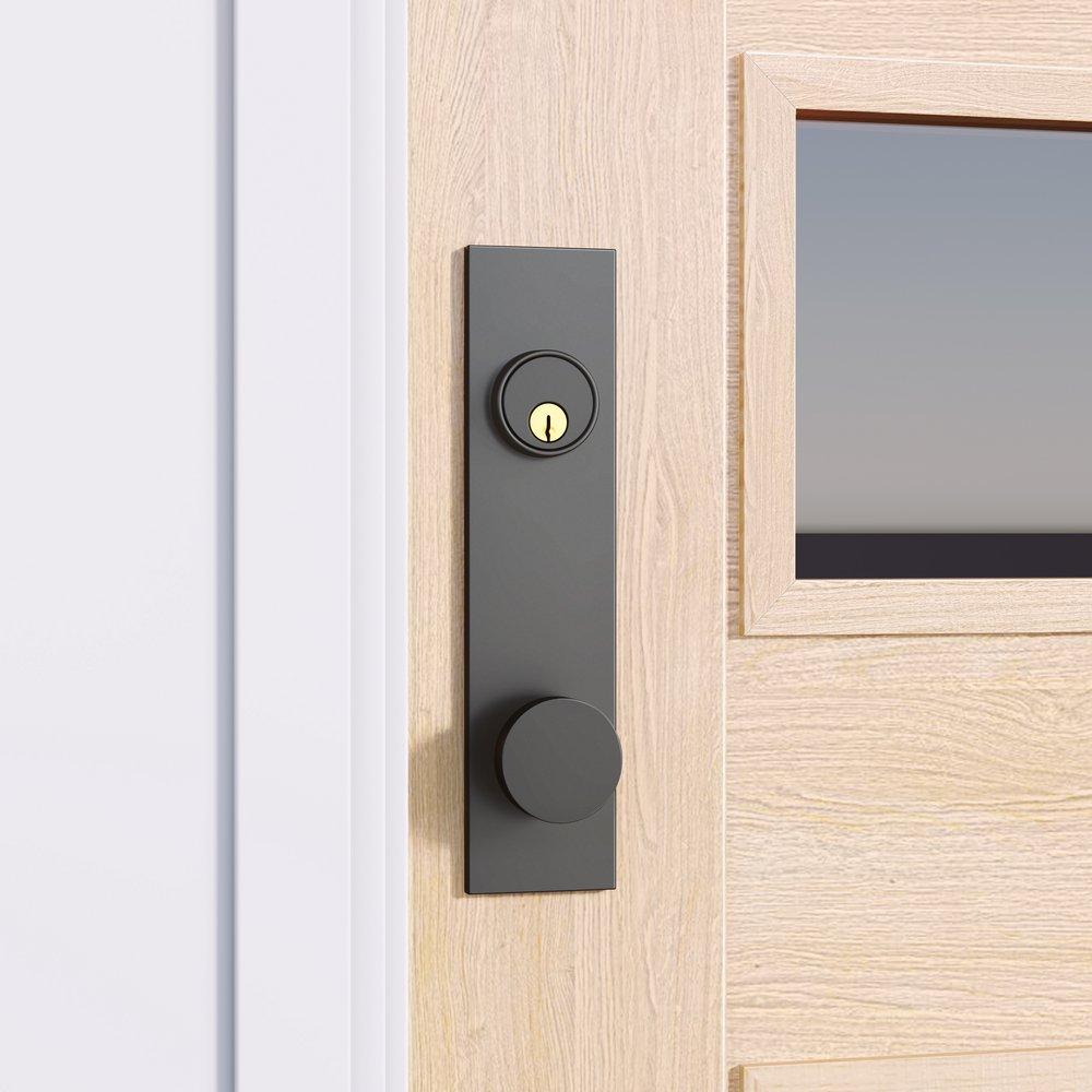 Signature Hardware Satin Black Solid Brass Entrance Door Set Round Knob 