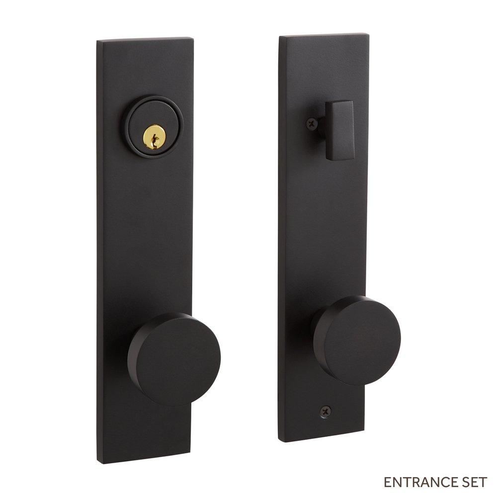 Signature Hardware Satin Black Solid Brass Entrance Door Set Round Knob 