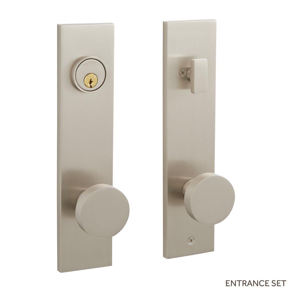Signature Hardware Brushed Nickel Solid Brass Entrance Door Set Round Knob 
