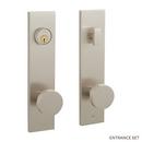Solid Brass Entrance Door Set Round Knob in Brushed Nickel