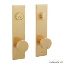 Solid Brass Entrance Door Set Round Knob in Satin Brass