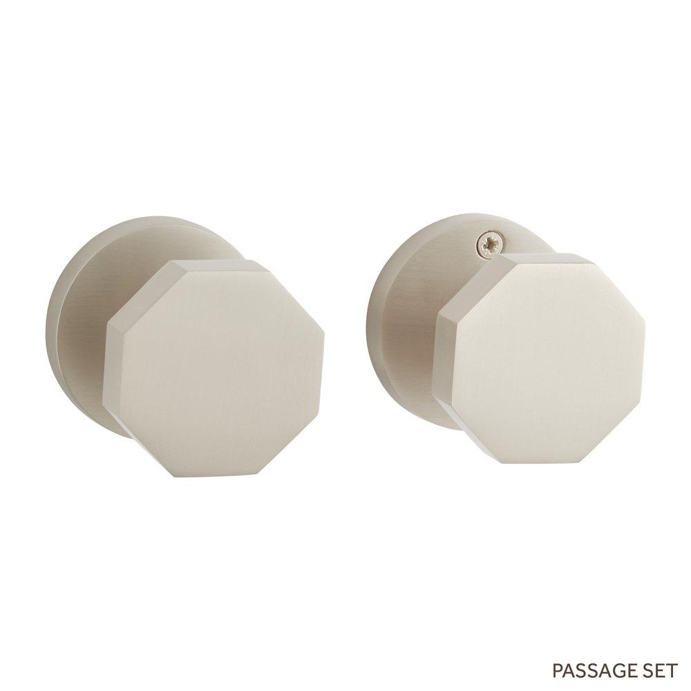 Signature Hardware Brushed Nickel Solid Brass Passage Interior Door Set Knob in Brushed Nickel 
