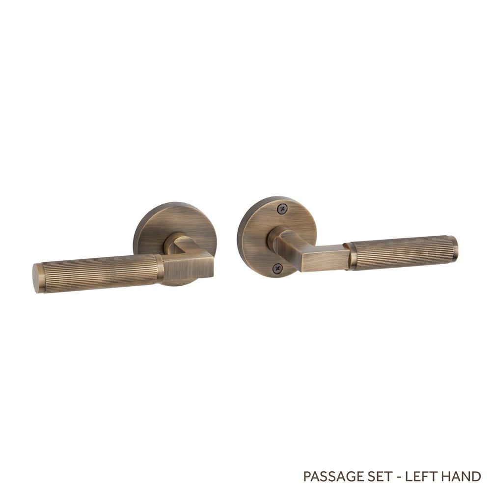 Signature Hardware Antique Brass Passage Interior Door Set Lever in Antique Brass 