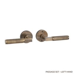 Brass Handle Passage Interior Door Set Lever in Antique Brass