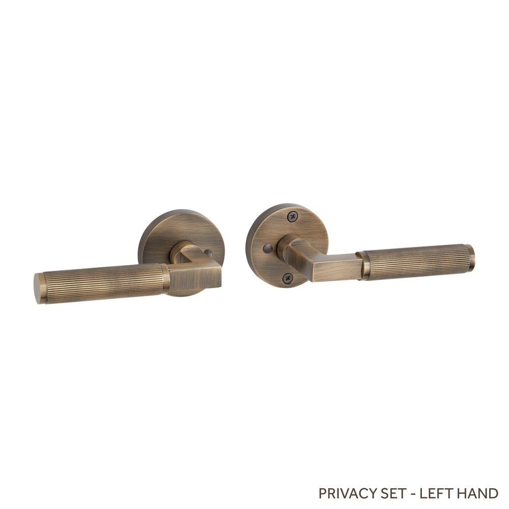 Signature Hardware Antique Brass Left Hand Privacy Interior Door Set Lever in Antique Brass 