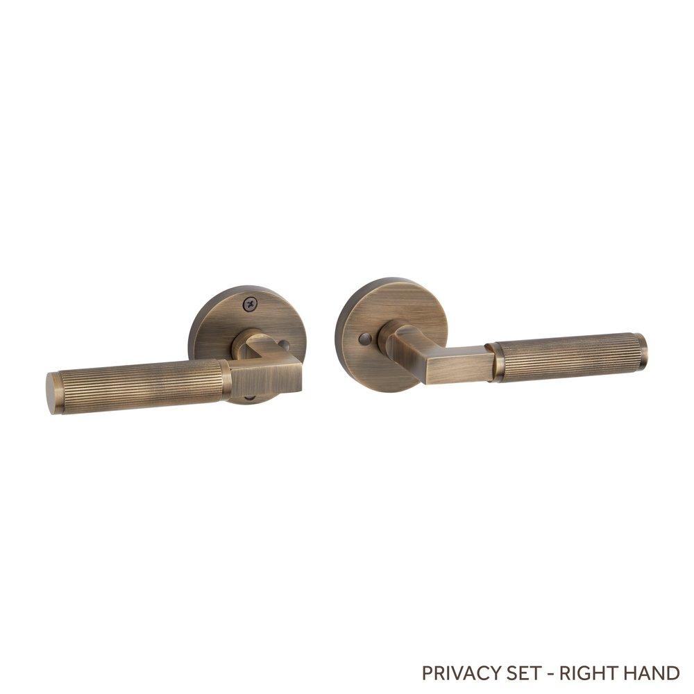 Signature Hardware Antique Brass Right Hand Privacy Interior Door Set Lever in Antique Brass 