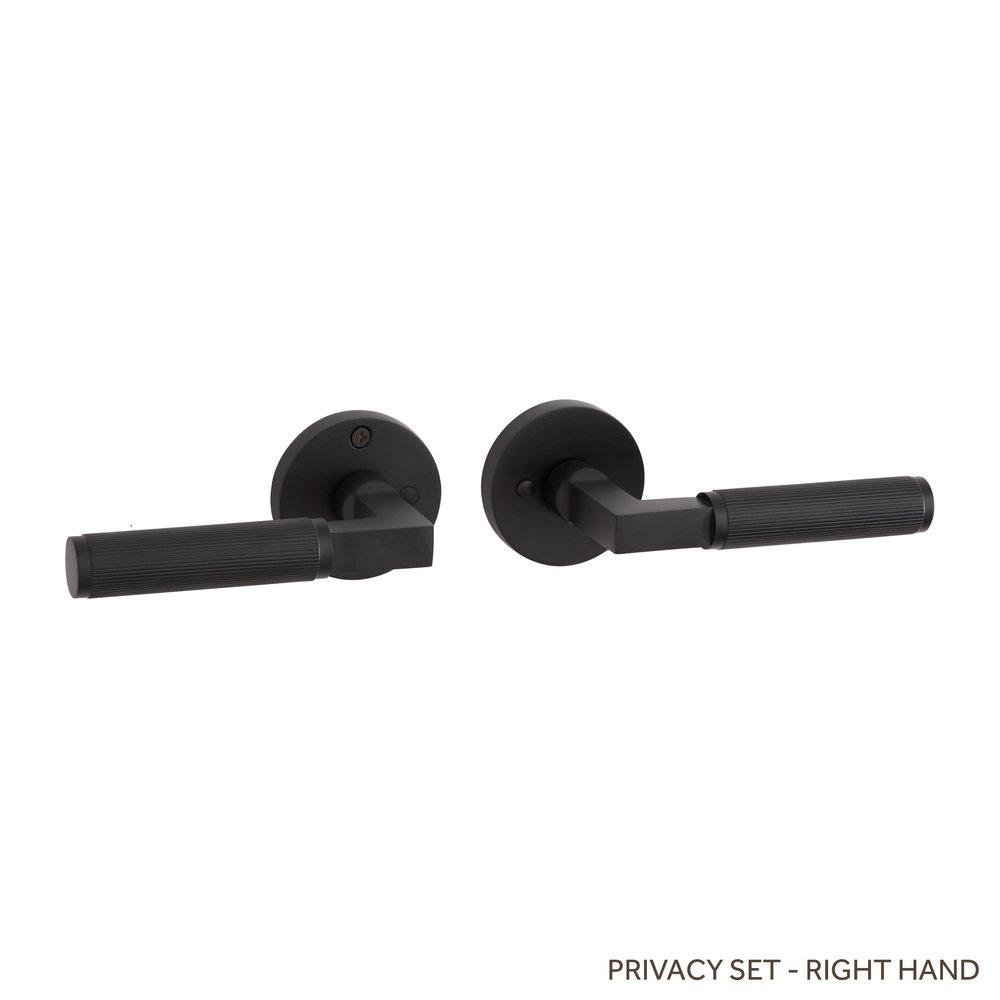 Signature Hardware Satin Black Right Hand Privacy Interior Door Set Lever in Satin Black 