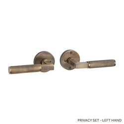 Brass Handle Left Hand Privacy Interior Door Set Lever in Antique Brass