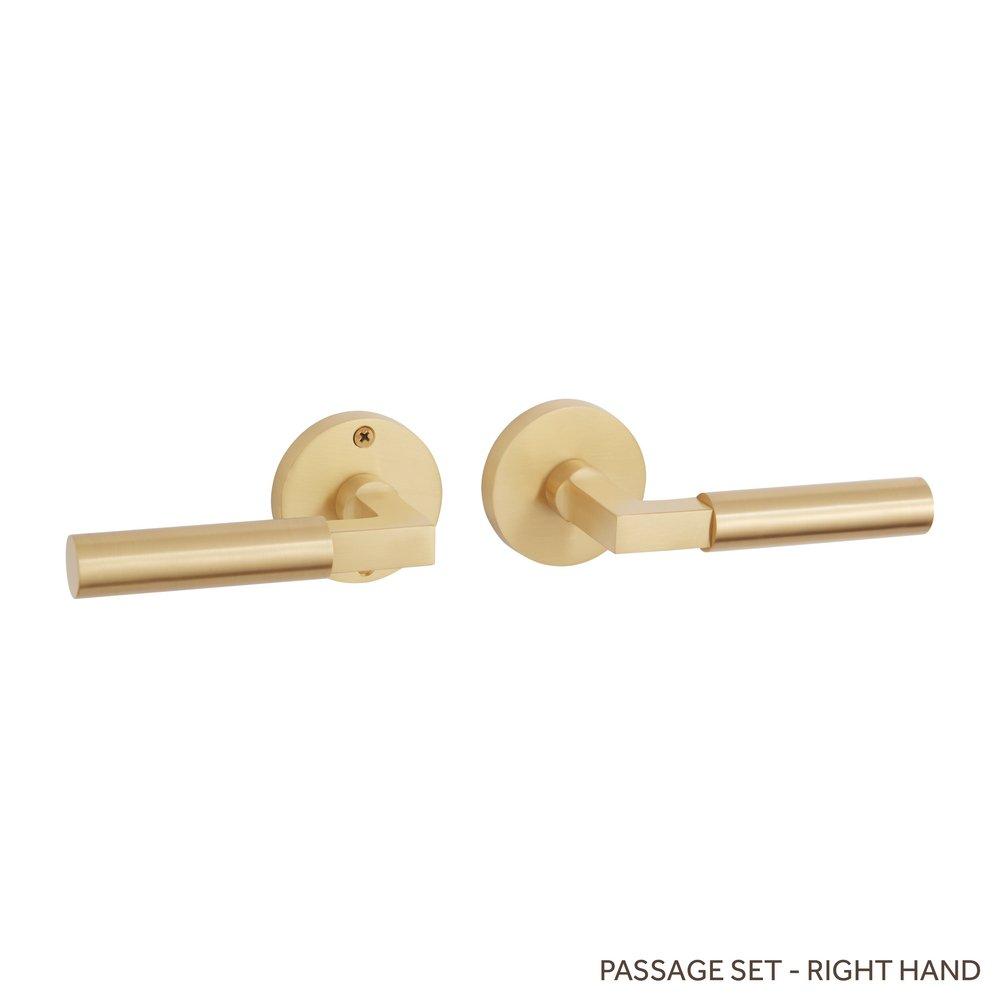 Signature Hardware Satin Brass Passage Interior Door Set Lever in Satin Brass 