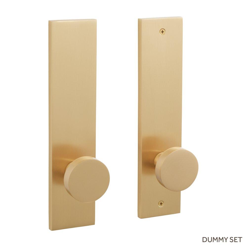 Signature Hardware Satin Brass Solid Brass Dummy Entrance Door Set Knob in Satin Brass 