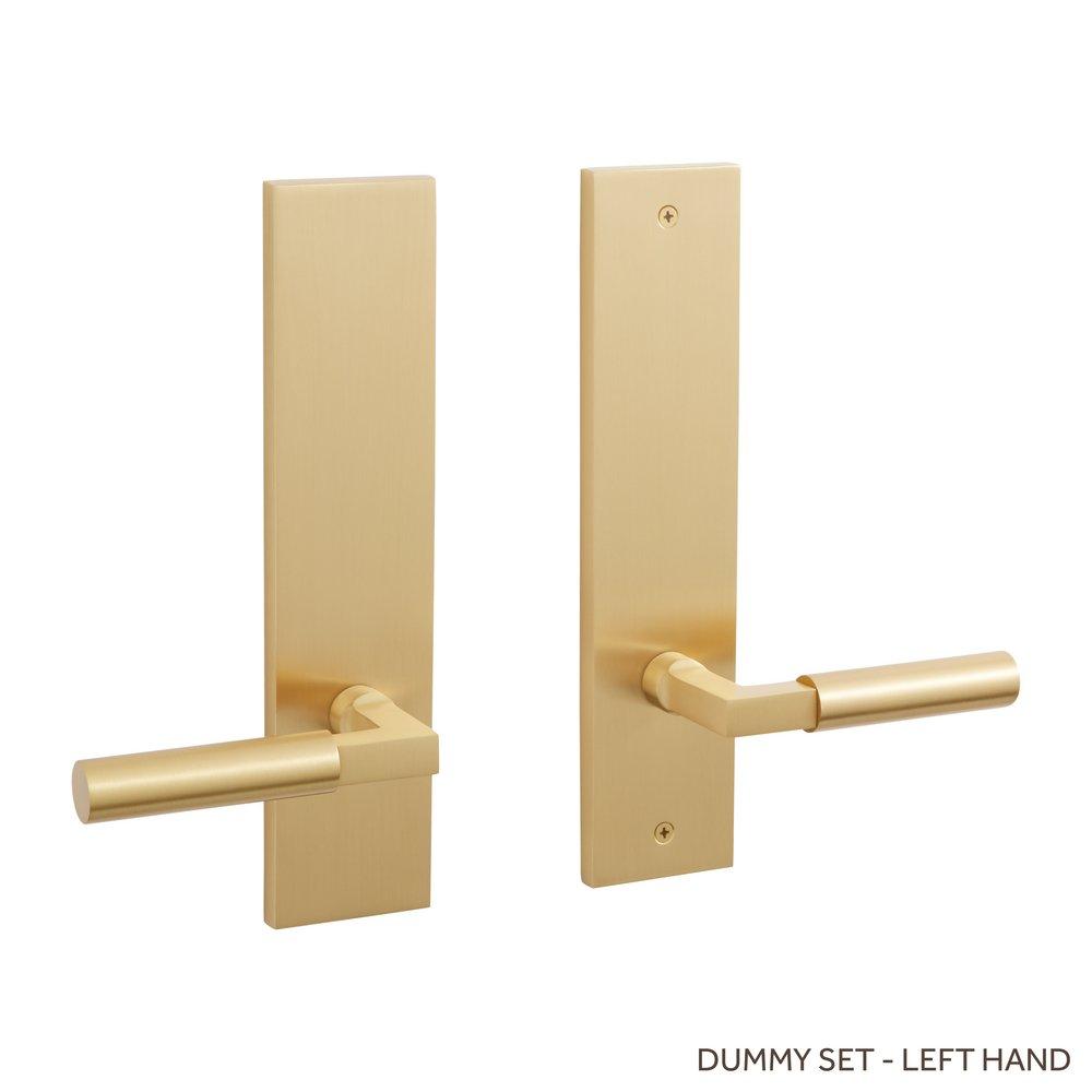 Signature Hardware Satin Brass Left Hand Dummy Entrance Door Set Lever in Satin Brass 