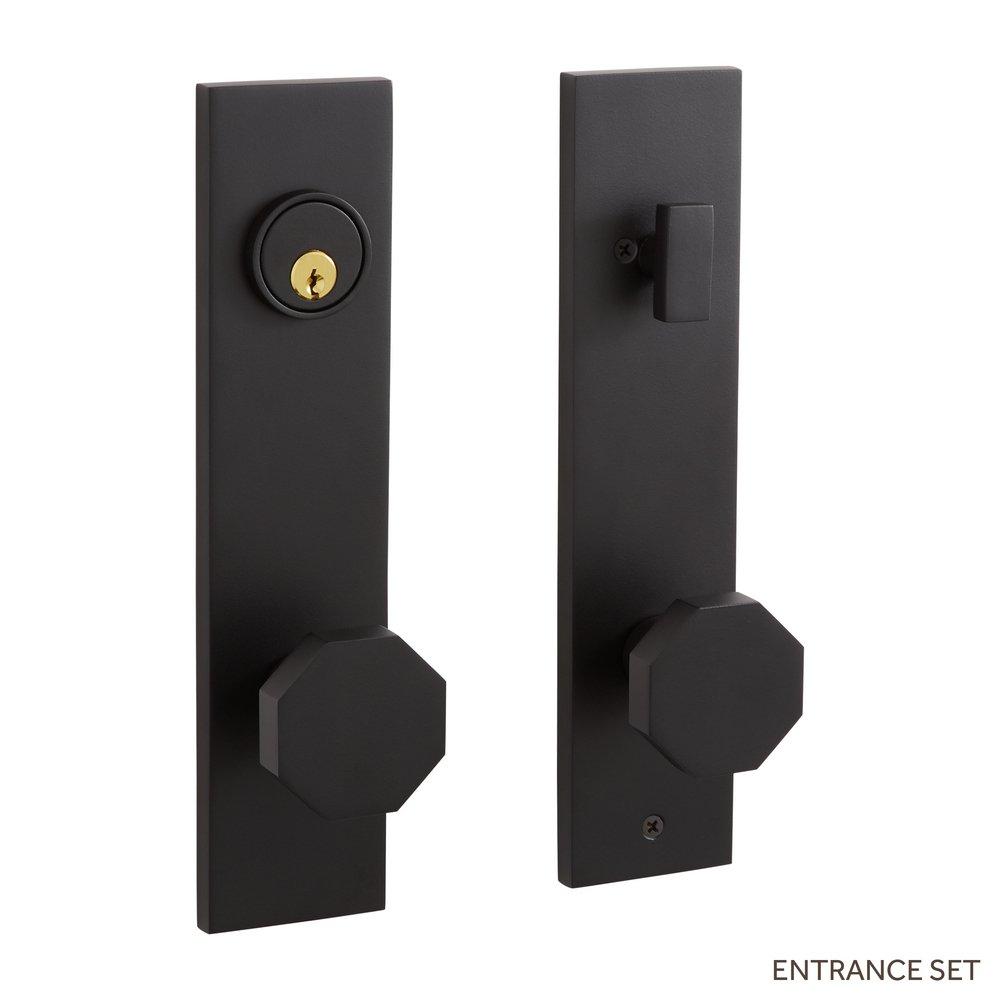 Signature Hardware Satin Black Solid Brass Entrance Door Set Octagonal Knob 
