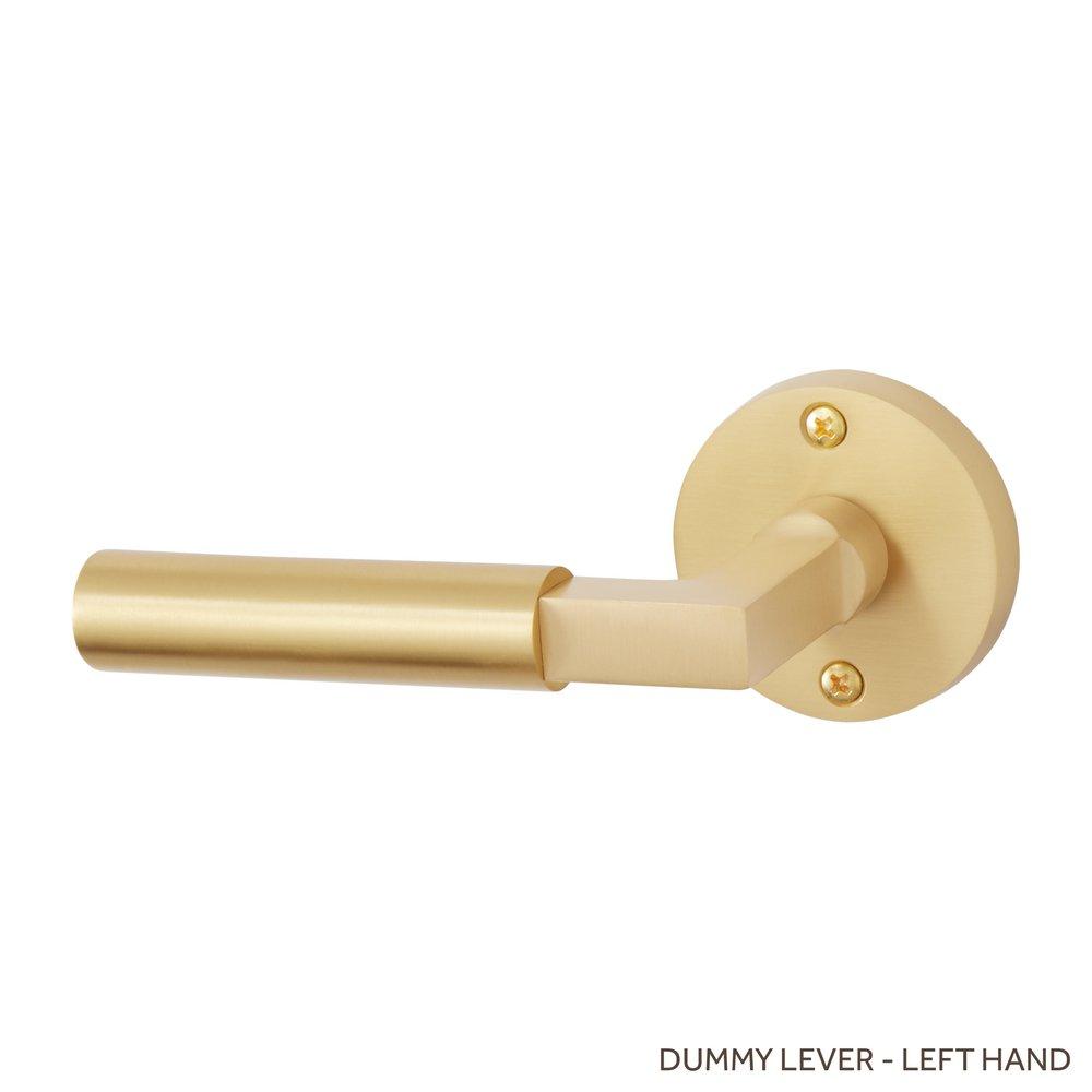 Signature Hardware Satin Brass Left Hand Dummy Interior Door Set Lever in Satin Brass 