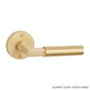 Signature Hardware Satin Brass Right Hand Dummy Interior Door Set Lever in Satin Brass 