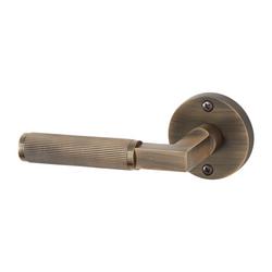 Brass Handle Left Hand Dummy Interior Door Set Lever in Antique Brass