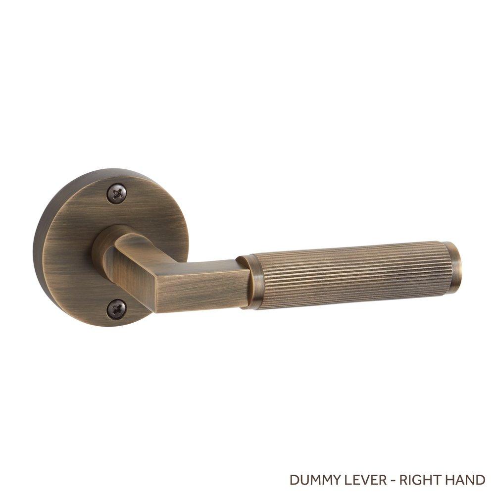 Signature Hardware Antique Brass Right Hand Dummy Interior Door Set Lever in Antique Brass 