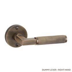 Brass Handle Right Hand Dummy Interior Door Set Lever in Antique Brass