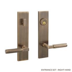 Brass Handle Entrance Door Set Lever in Antique Brass