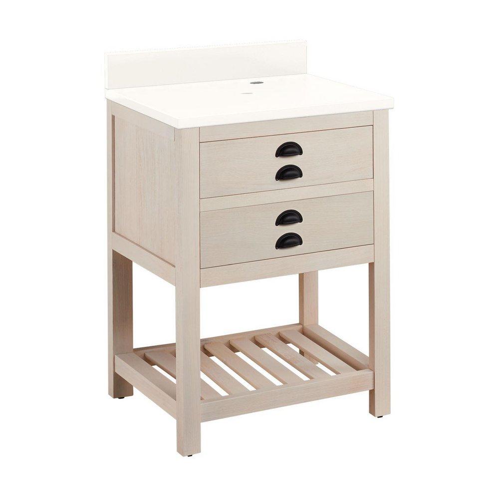 Signature Hardware Cottage White Floor Mount Vanity in Whitewash Pine 