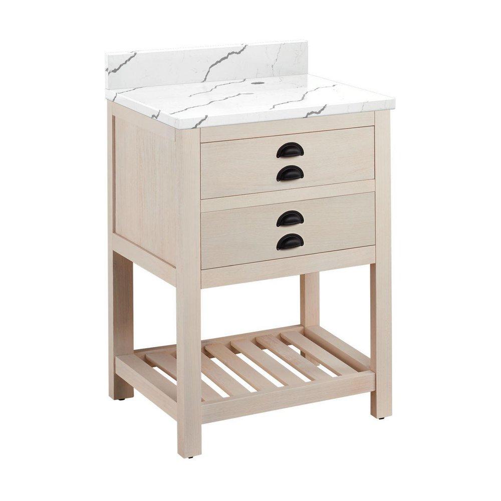 Signature Hardware Cottage White Floor Mount Vanity in Whitewash Pine 