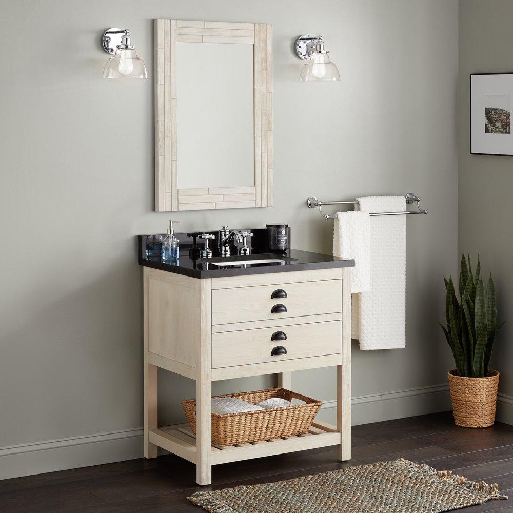 Signature Hardware Cottage White Floor Mount Vanity in Whitewash Pine 