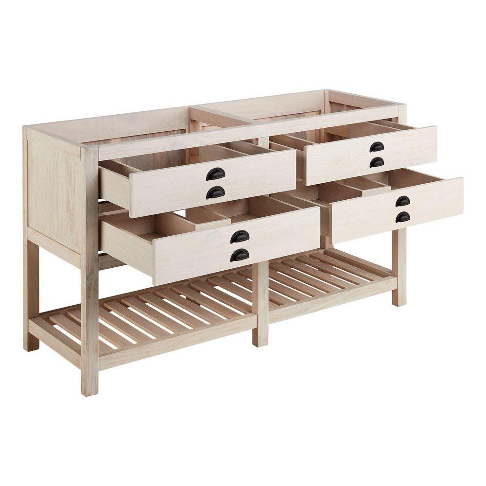 Signature Hardware Cottage White Floor Mount Vanity in Whitewash Pine 