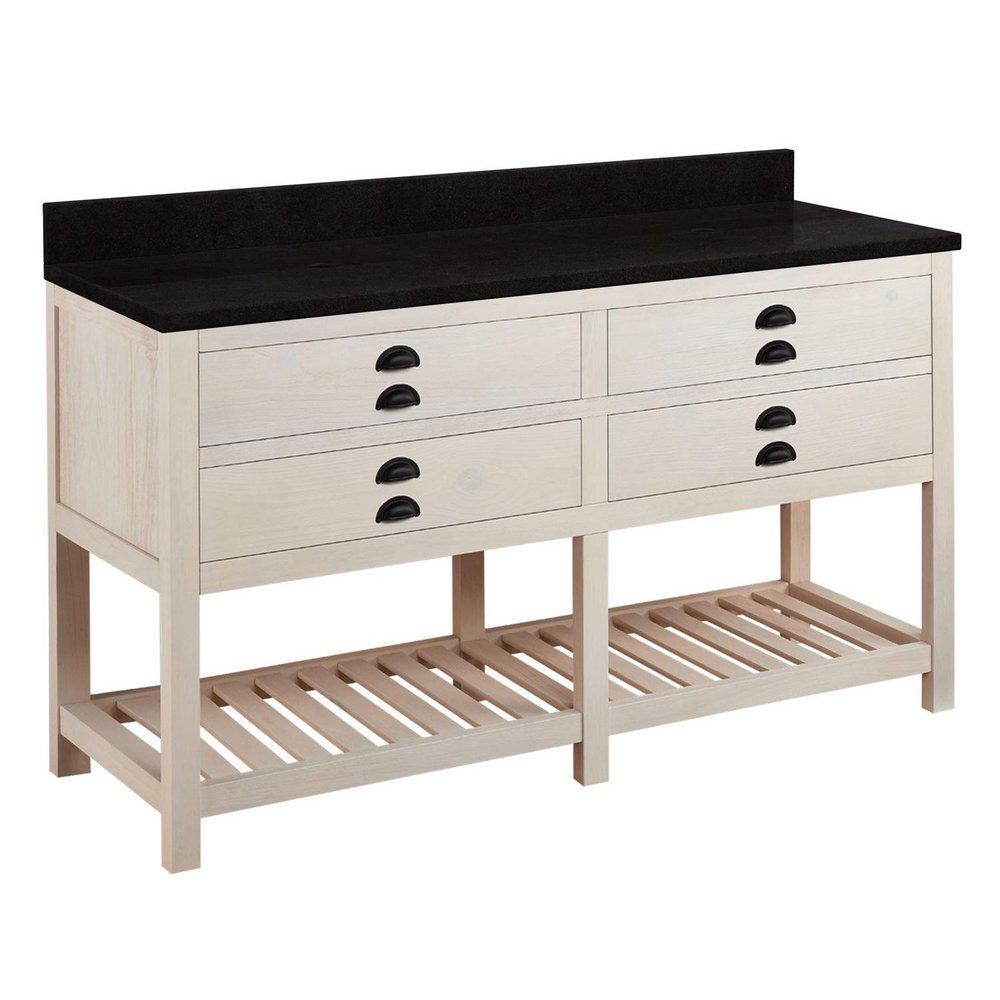 Signature Hardware Cottage White Floor Mount Vanity in Whitewash Pine 