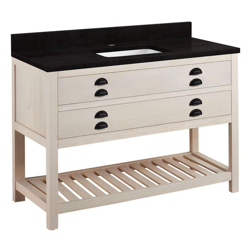 Signature Hardware Cottage White Floor Mount Vanity in Whitewash Pine 