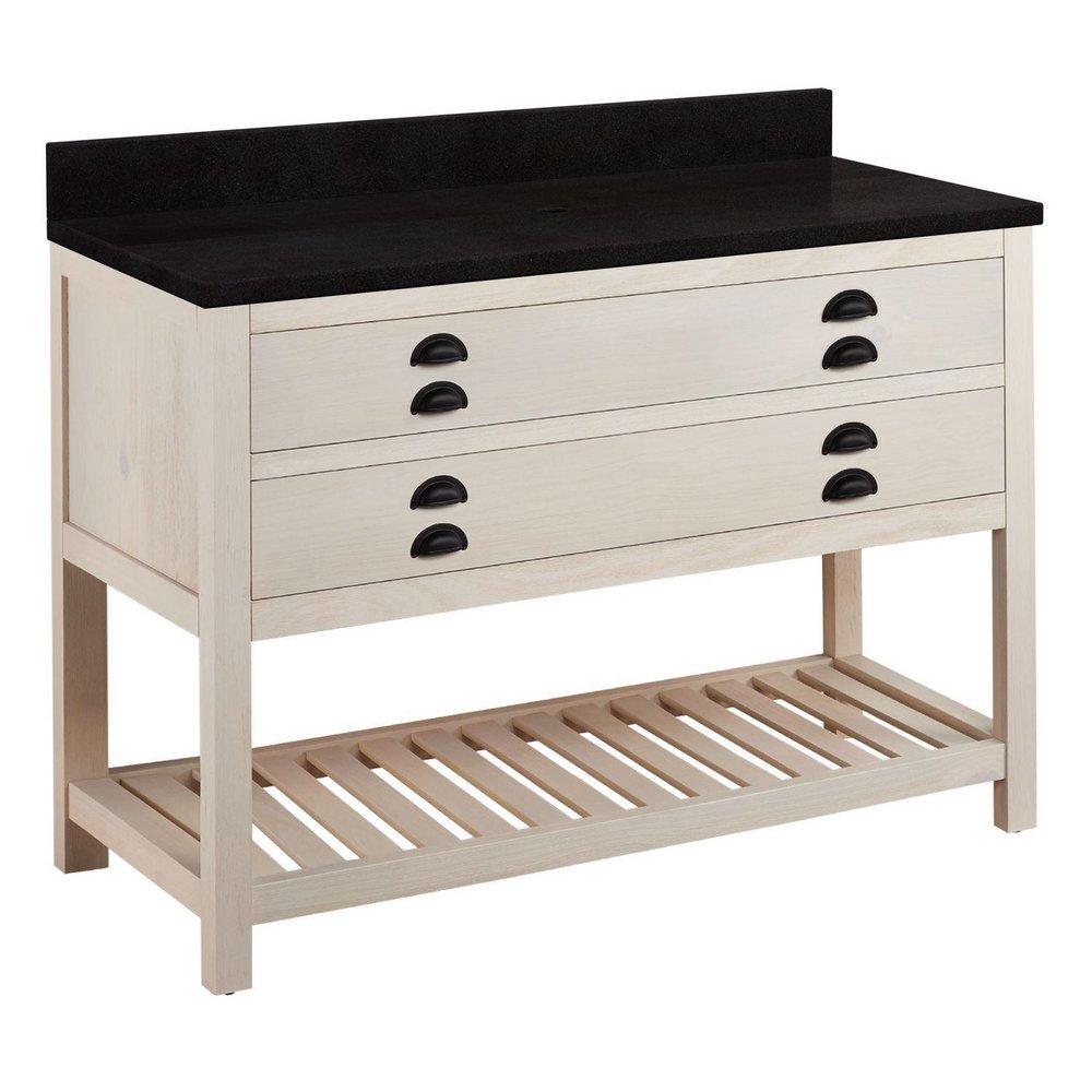 Signature Hardware Cottage White Floor Mount Vanity in Whitewash Pine 