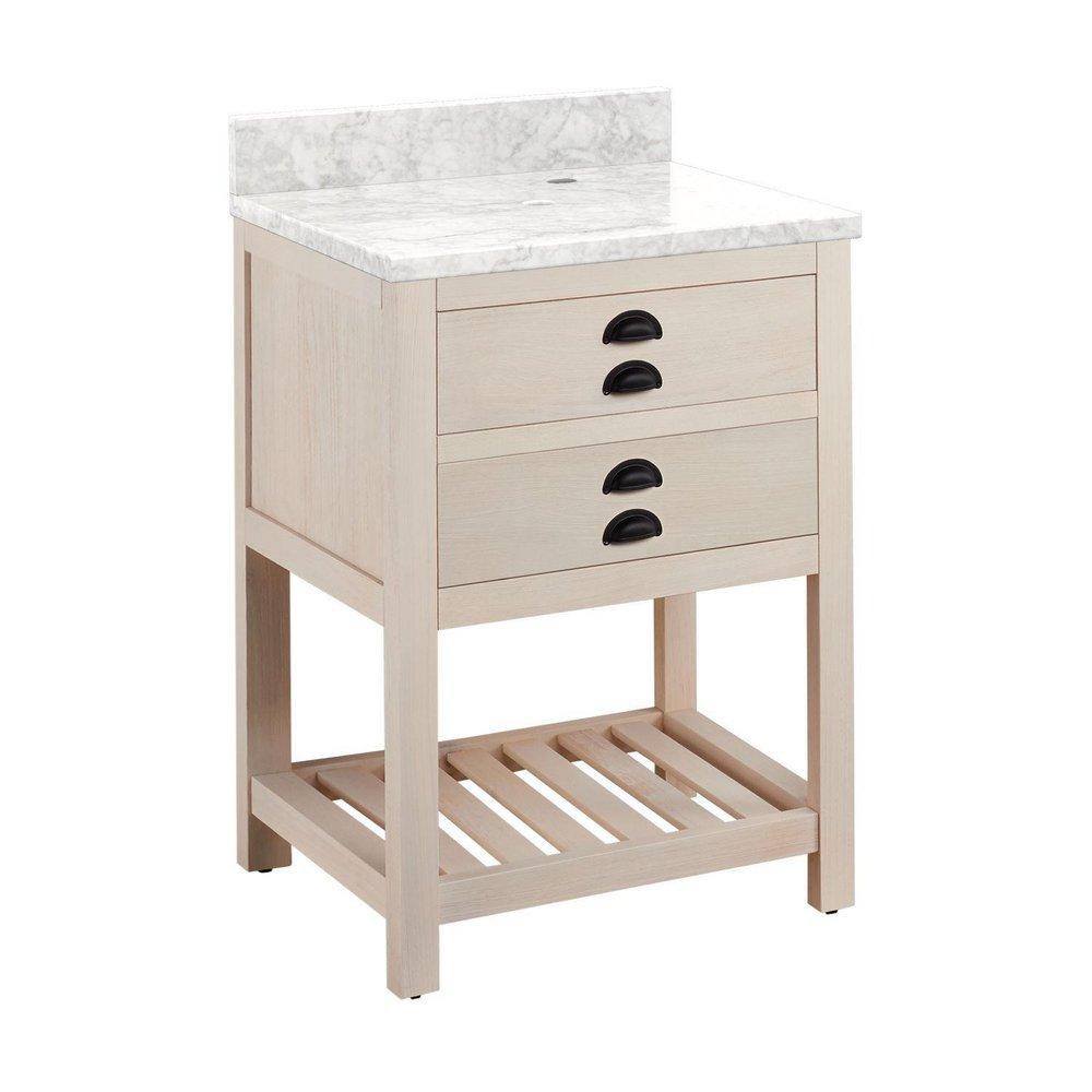 Signature Hardware Cottage White Floor Mount Vanity in Whitewash Pine 