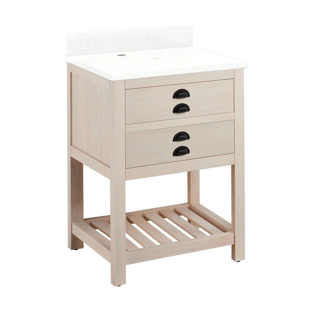 Signature Hardware Cottage White Floor Mount Vanity in Whitewash Pine 