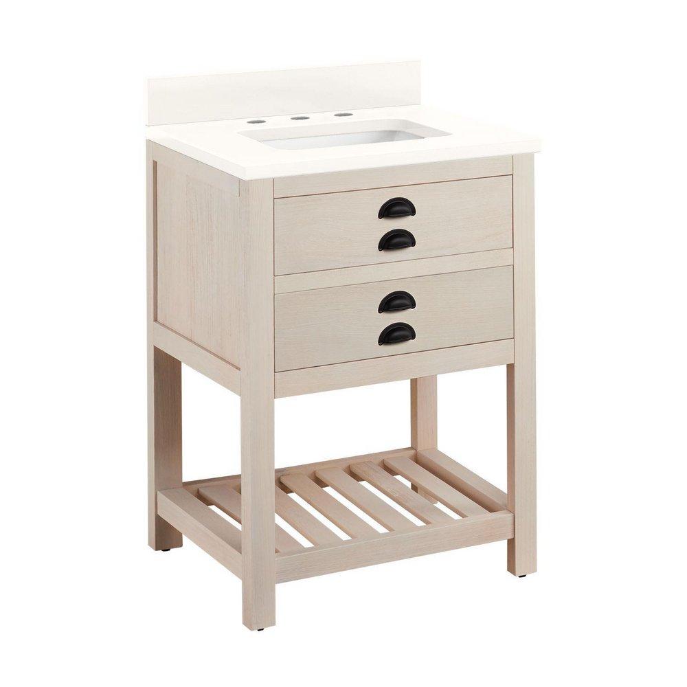 Signature Hardware Cottage White Floor Mount Vanity in Whitewash Pine 