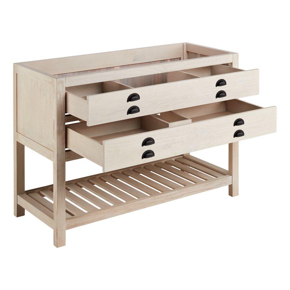 Signature Hardware Cottage White Floor Mount Vanity in Whitewash Pine 