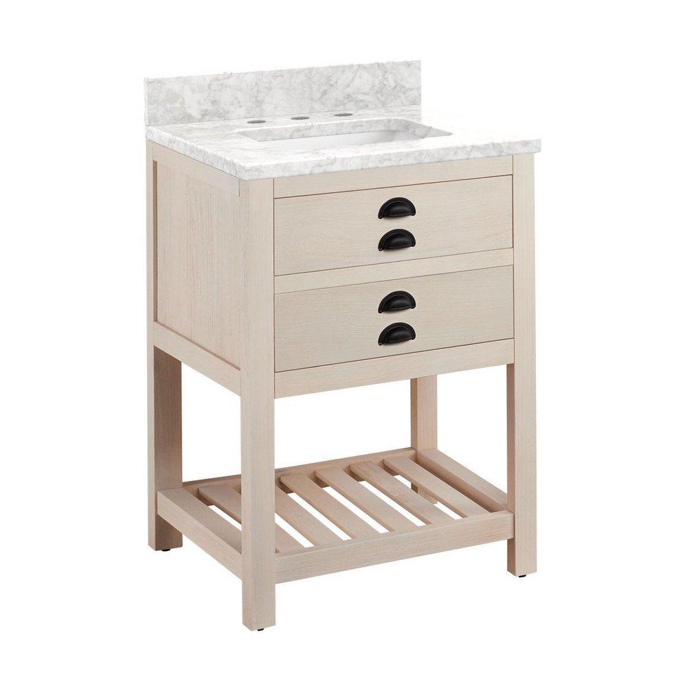Signature Hardware Cottage White Floor Mount Vanity in Whitewash Pine 