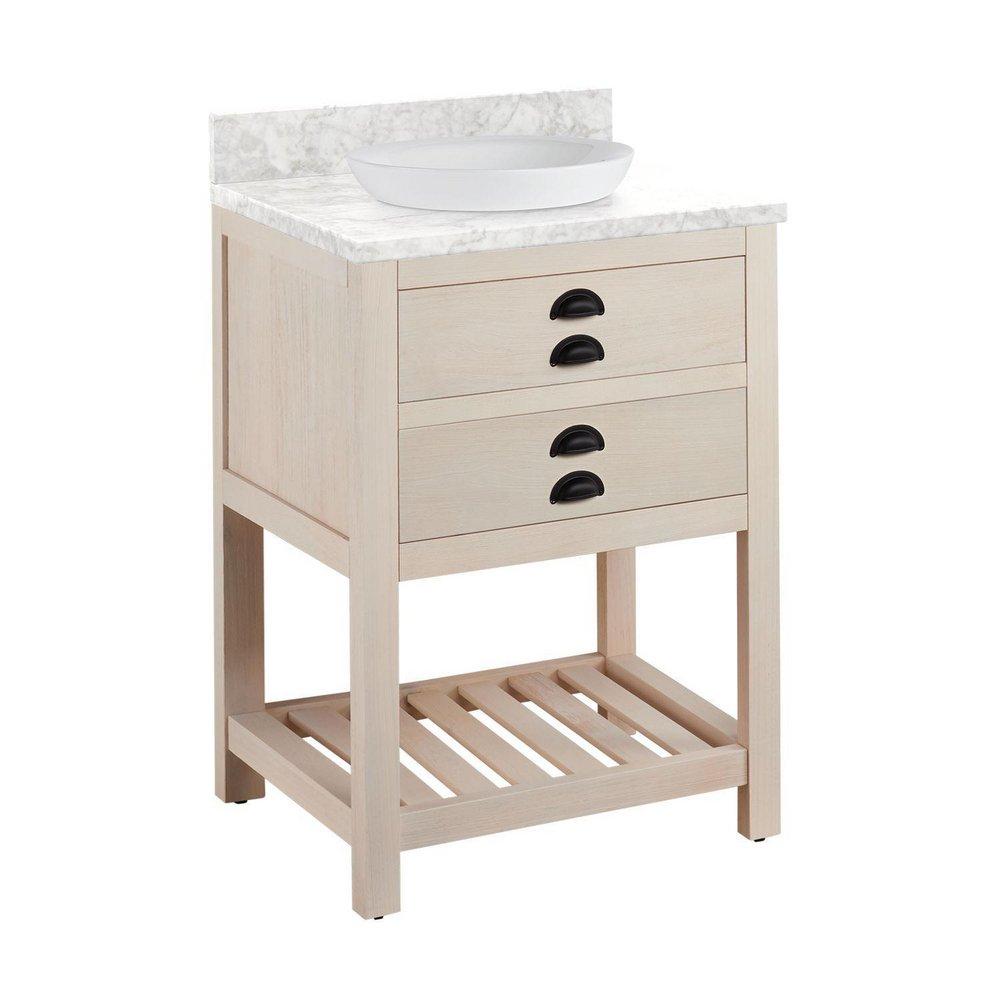Signature Hardware Cottage White Floor Mount Vanity in Whitewash Pine 