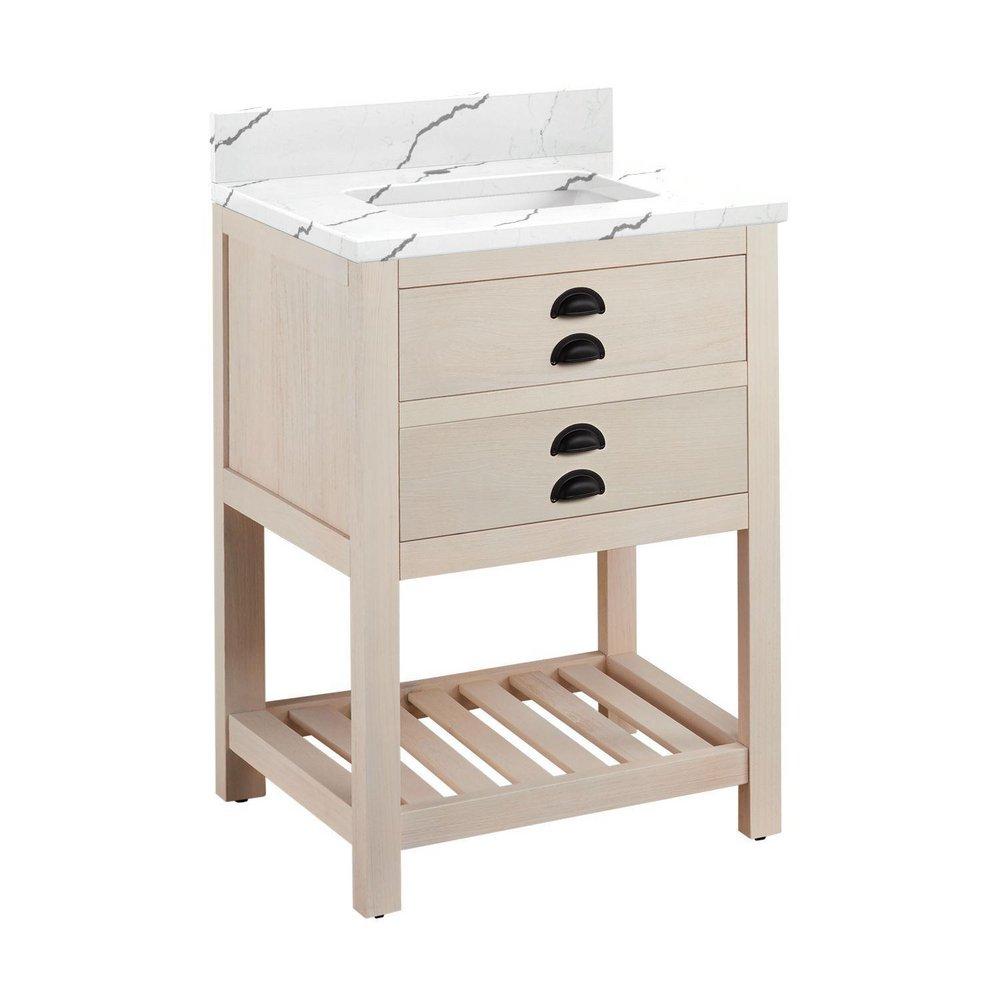 Signature Hardware Cottage White Floor Mount Vanity in Whitewash Pine 
