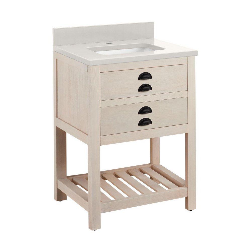Signature Hardware Cottage White Floor Mount Vanity in Whitewash Pine 