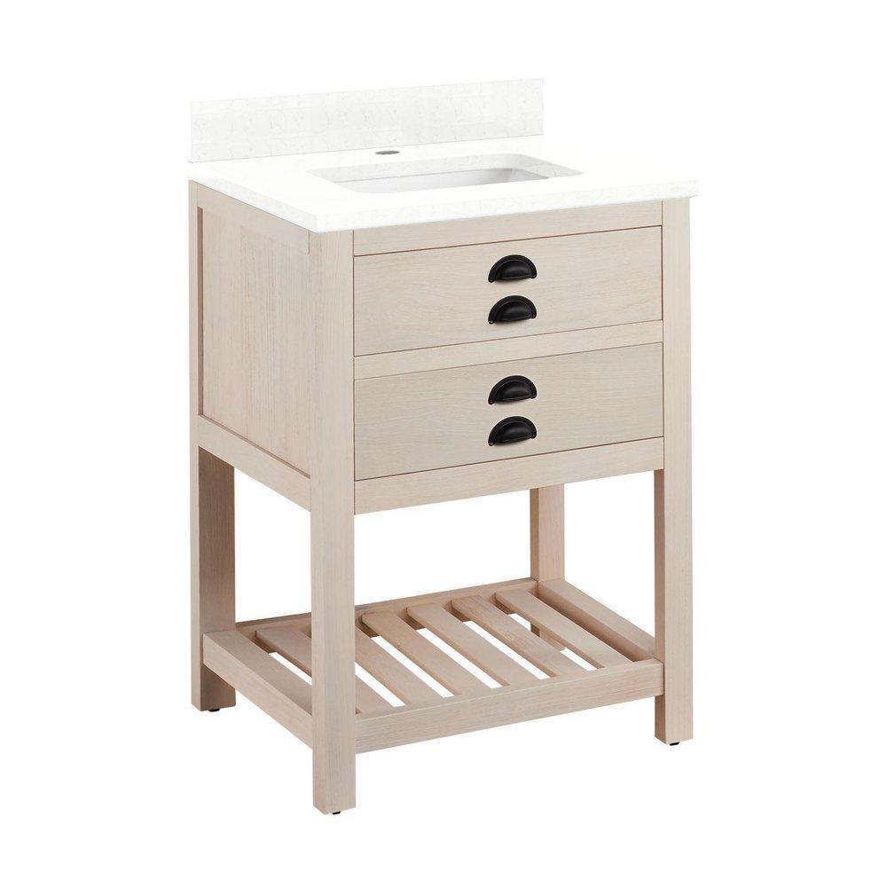 Signature Hardware Cottage White Floor Mount Vanity in Whitewash Pine 