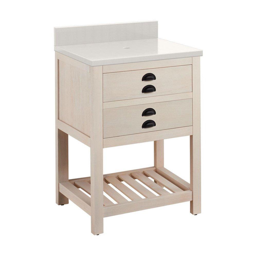 Signature Hardware Cottage White Floor Mount Vanity in Whitewash Pine 