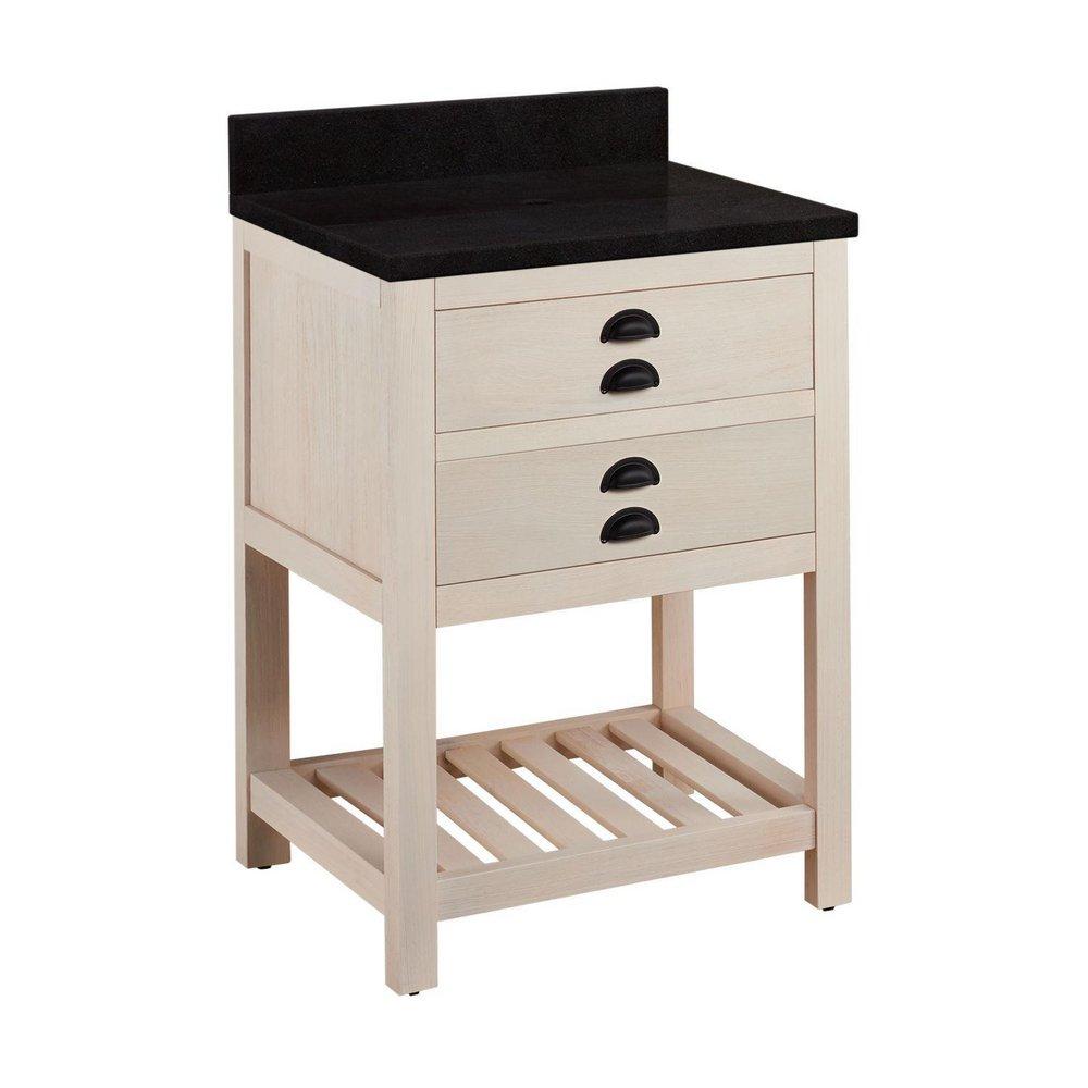 Signature Hardware Cottage White Floor Mount Vanity in Whitewash Pine 