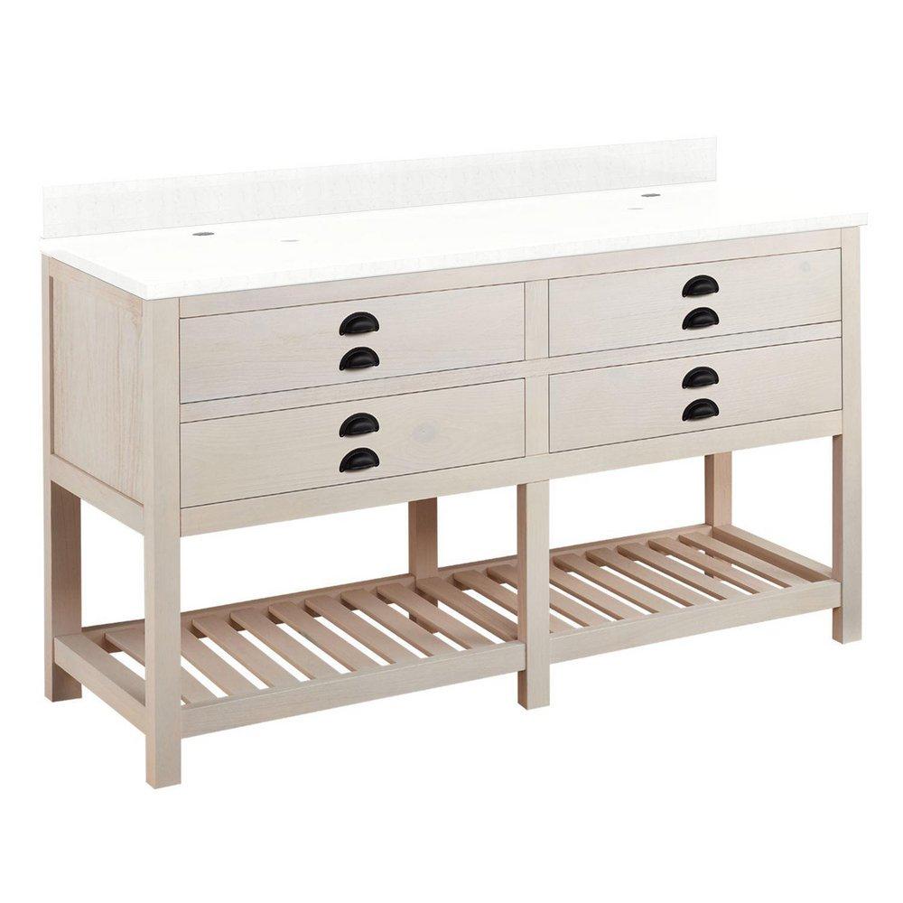 Signature Hardware Whitewash Pine Floor Mount Vanity in Whitewash Pine 