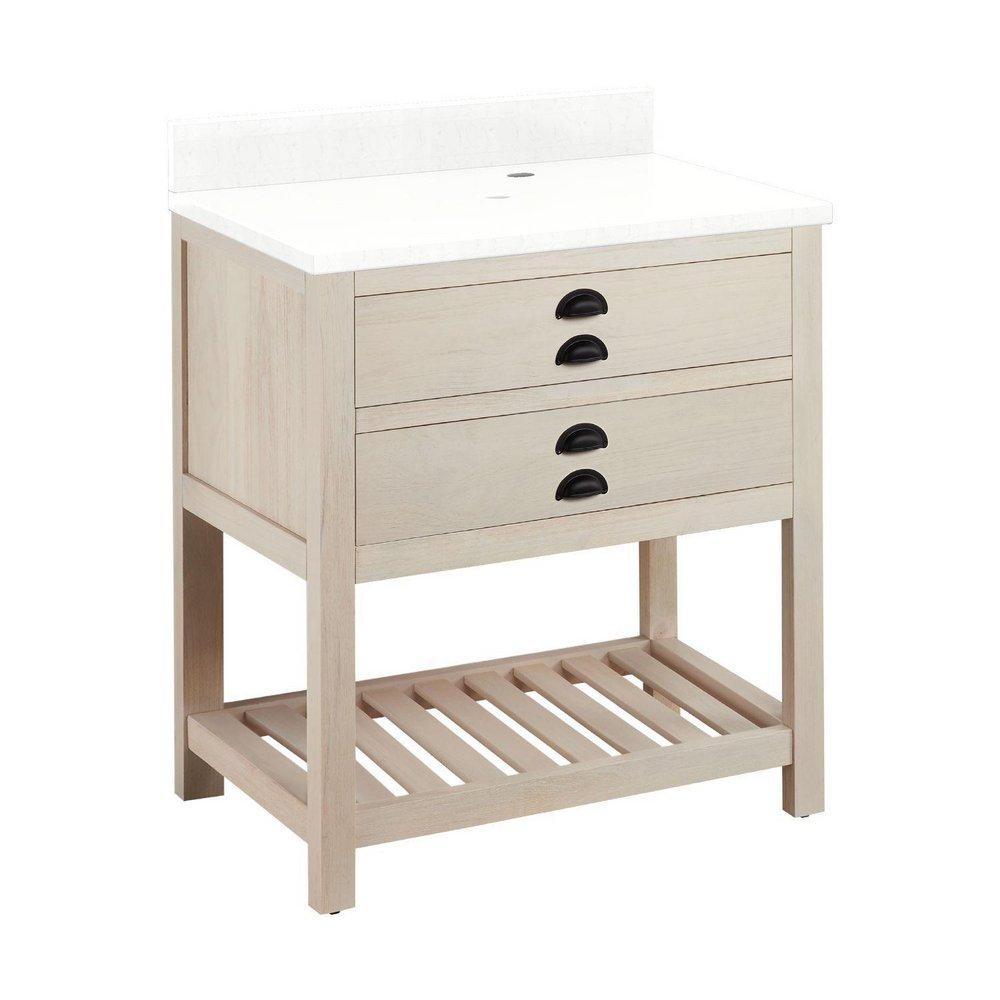 Signature Hardware Cottage White Floor Mount Vanity in Whitewash Pine 