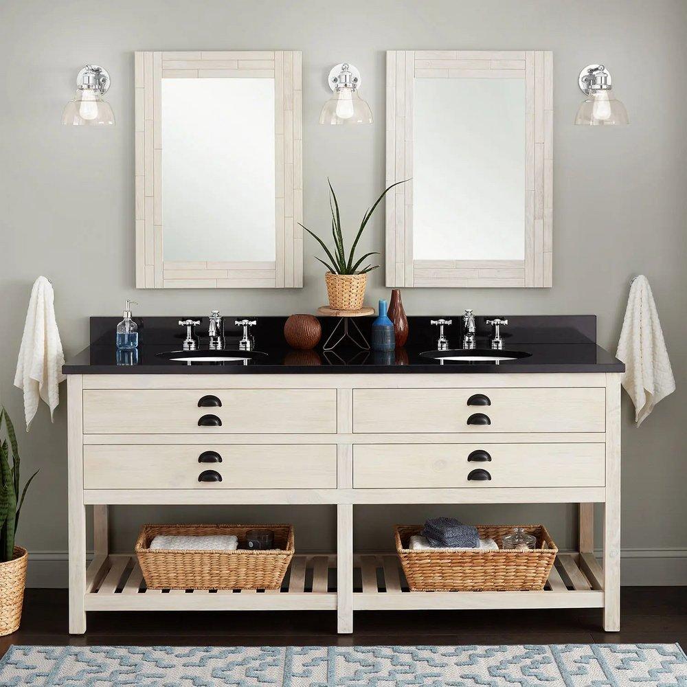 Signature Hardware Whitewash Pine Floor Mount Vanity in Whitewash Pine 