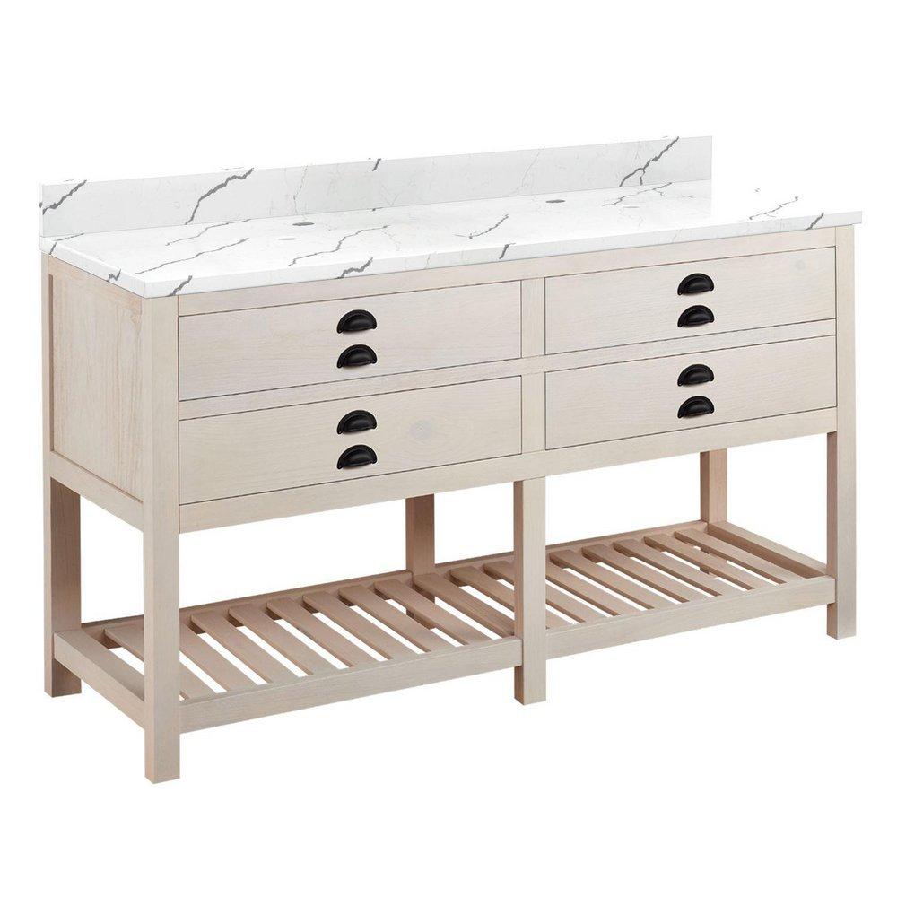 Signature Hardware Whitewash Pine Floor Mount Vanity in Whitewash Pine 