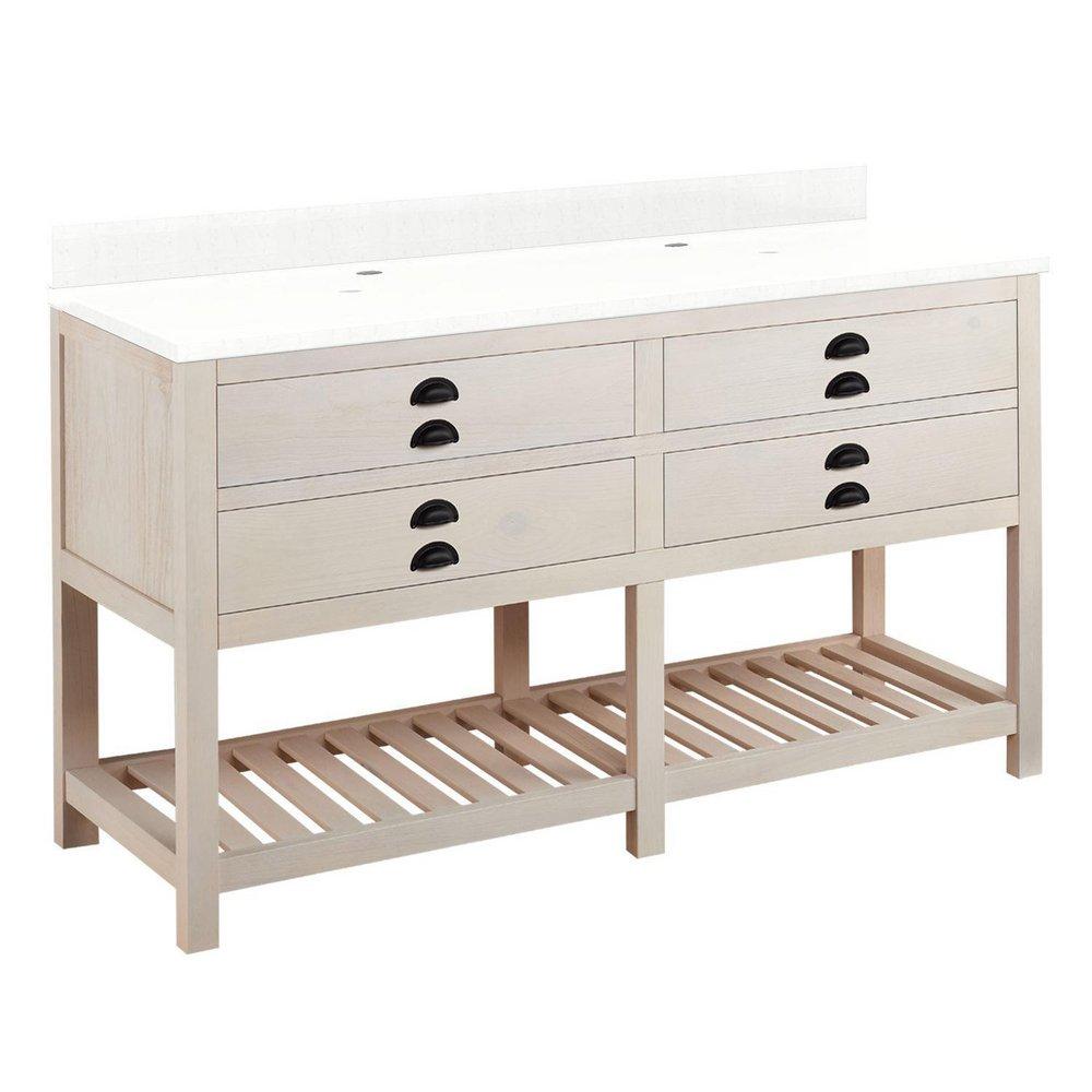 Signature Hardware Whitewash Pine Floor Mount Vanity in Whitewash Pine 